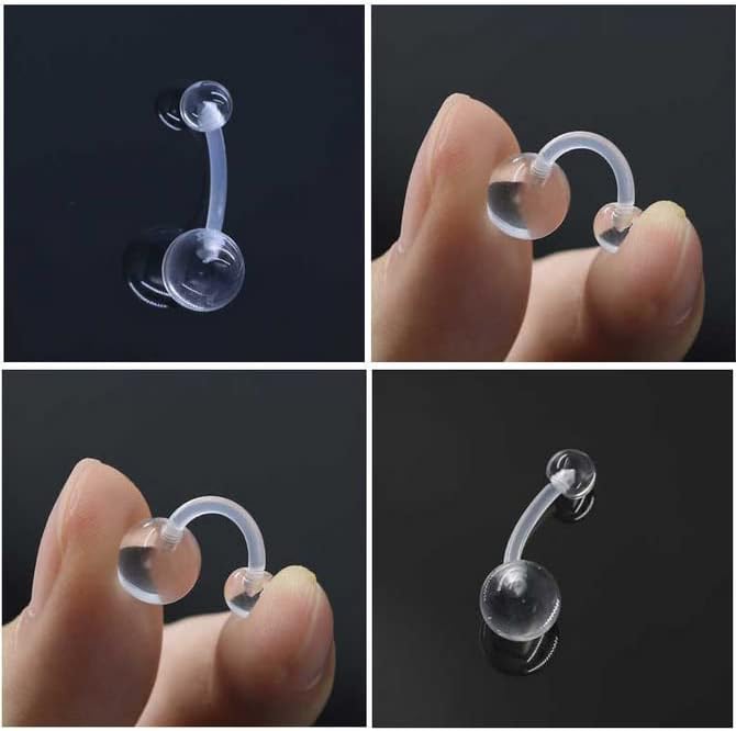 Miniatura 2 de Anicina Anillos transparentes para la nariz para el trabajo, retenedor de piercing transparente de herradura, retenedor de tabique de plástico
