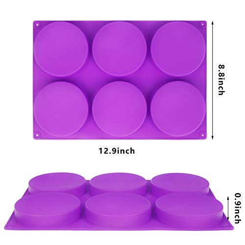 6-Cavity Large Cake Molds Silicone Round Disc Resin Coaster Mold Non-Stick Baking Molds, Mousse Cake Pan, French Dessert, Candy, Soap (Purple) - Thumbnail 2