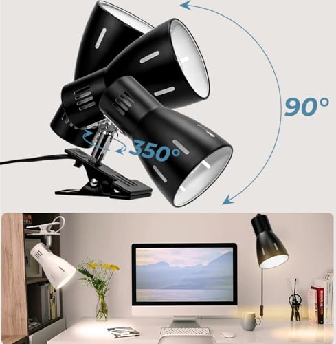 Milpoel Clip On Desk Lamp with E27 Bulb Holder, Clamp Light with Switch, UK Plug, Portable Reading Lamp for Table Bedside - Image 2