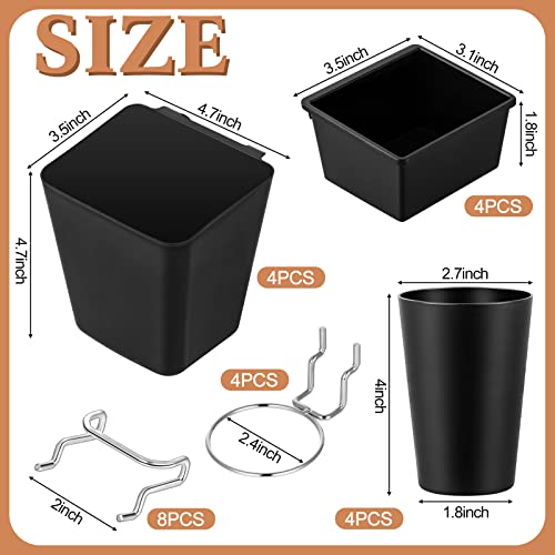 Jinei JINEI-PEGBOARD HOOKS-02 12 Pcs Pegboard Bins Pegboard Cups With Hooks And Loops Peg Assortment Organizer Accessories Various Tool Organizer Pegboard Baskets Set thumb #1