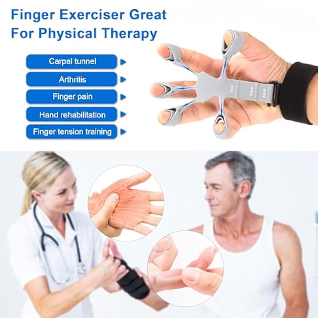 Grip Strength Trainer - Double-Sided Finger Exerciser and Hand Strengthener for Hand Therapy, Rock Climbing - Relieve Pain for Arthritis, Carpal Tunnel