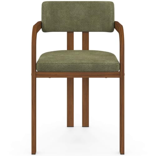 Lot de 4 chaises de salle à manger fauteuils de table ESMA en métal effet noyer et tissu chenille avec accoudoirs - vue 5