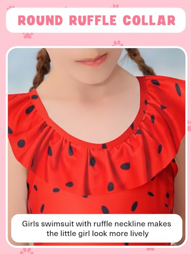 Image of Girls One Piece Swimsuits Toddler Cute Ruffle Bathing Suits Quick Dry Beach Swimwear Size 2-7 Years