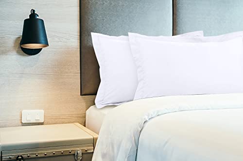 Royale Linens Pillow Shams 2 Pack Standard Size 20X26 Inch - Brushed 1800 Microfiber - Bed Pillow Shams, Wrinkle & Fade Resistant Super Soft And Cozy - Envelope Closure - Oxford Pillowcase (Std,White) #TOP5