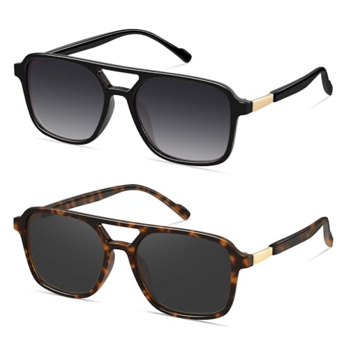 Image of GRFISIA Retro Aviator Sunglasses for Women Men Trendy Rectangle Womens Mens Sun Glasses Shades for Driving Vacation UV400