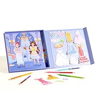 MiDeer Paper Doll Kits, Reuseable Dress Up Paper Doll with Storage Box, DIY Dress Up Games for Girls Ages 4-7, Kids Fashion Design Kit with 240 Colorable Clothing Stickers (Sparkling Ball Night)