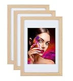 Aufsteller: kein IDEAL TREND 2er 3er 5er Set Holz Bilderrahmen Lifestyle Plexi Foto Rahmen Collage Wanddeko Poster HR-25: Farbe: 3er Pack Natur  Format: 50x70