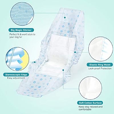 Dog Diapers - Absorbent Diapers for Dogs with Leak Protection, Incontinence, Marking (X-Small (Pack of 26))