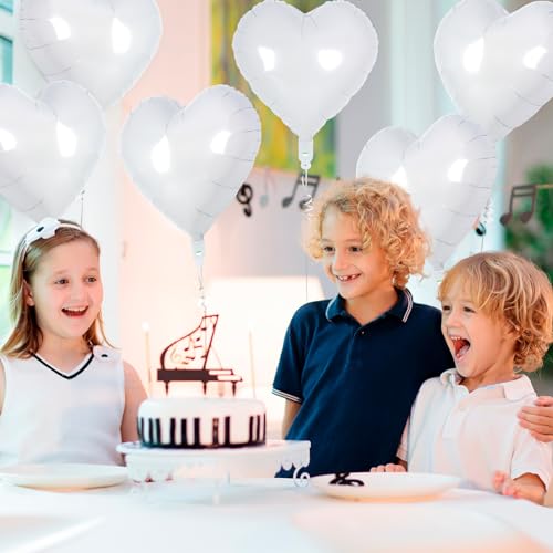 Image of 30 Pcs White Heart Balloons, 3 Sizes Heart Foil Mylar Balloon, Valentine Day Party Decorations, Love Balloon Valentine Balloons for Birthday Party Wedding Baby Shower Valentine Day Decorations