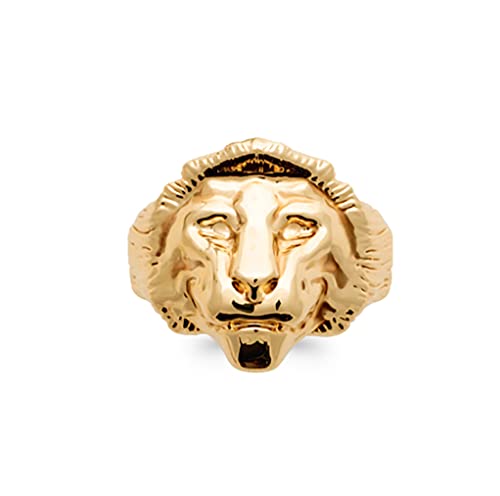 Bague tête de lion en plaqué or 18 carats pour homme élégant