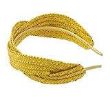 Diadema de paja trenzada. Masario Tocado Diadema de paja trenzada Modelo Camille. Natural. 6 cm de ancho y 36 cm de largo. 1 ud. (Amarillo, 6 cm de ancho y 36 cm de largo aprox.)