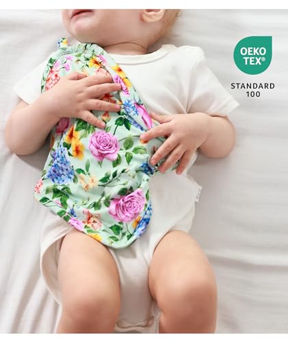 Image of Baby Lovey Security Blanket Set of 3, Bamboo-Derived Viscose, Super Soft and Breathable Baby Blanket with Attachable Loop, 9.5 inch*9.5 inch, Vintage Flora