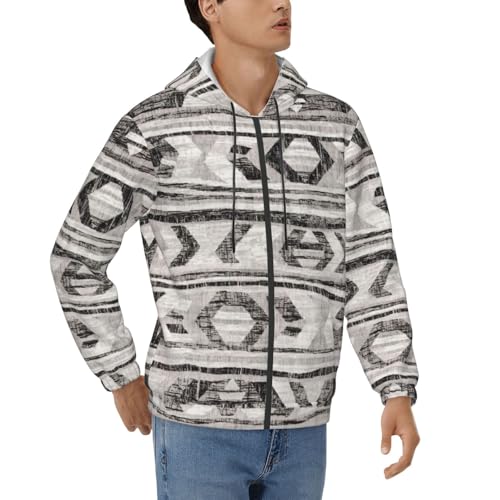 Sweat à capuche imprimé tribal pour homme protection thermique et cordon ajustable