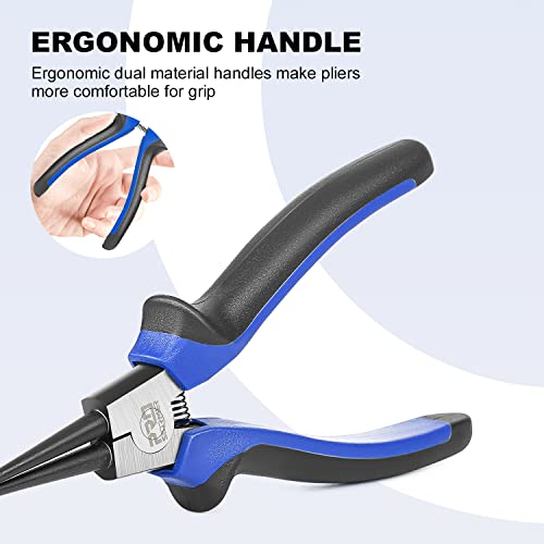 Prostormer 4Pcs Snap Ring Pliers Set, 7 Inch Internal & External Circlip Pliers Kit, Heavy Duty Straight & Bent Jaw C-Clip Pliers For Ring Remover Retaining #TOP3