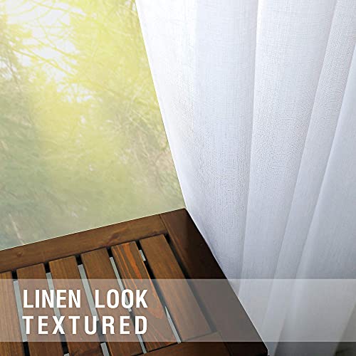 Image of KOUFALL Short Sheer Curtains 36 Inch Length for Kitchen Rod Pocket 2 Panels Linen Look Textured Cafe Curtain Semi Sheer Tier Curtains for Small Window Bathroom Farmhouse Style 30x36 inches Long White