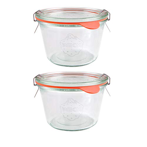 WECK 741 - Tarro de almacenamiento de boca ancha de 370 ml, incluye tapa de vidrio, sello y abrazaderas para masa madre, conserva, enlatado, yogur, kimchi, mermelada