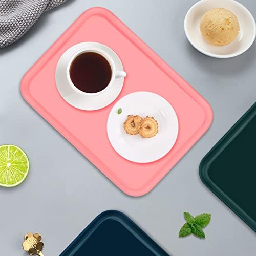 Bubuyun 3PCS Serving Trays for Eating & 1PCS Coral Fleece Cleaning Rag Plastic Serving Lap Trays Serving Tray Platter Board Food Tray for Serving Drinks Snacks Tea or Coffee(3 Colors, 31 * 22.5cm