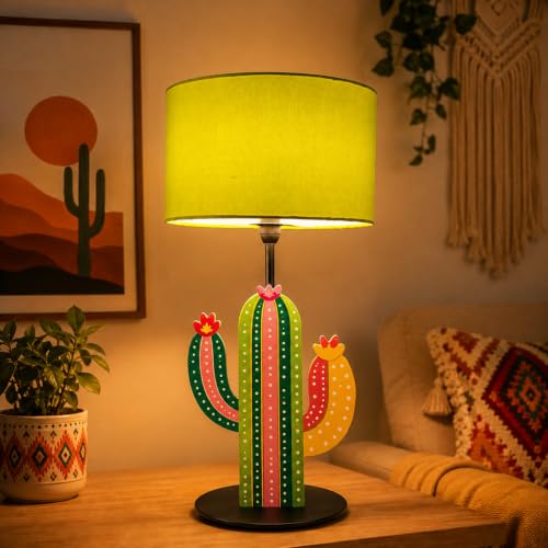 Image of THE GRANDEUR Cactus Artistic Table Lamp with Fabric Shade, 41 cm