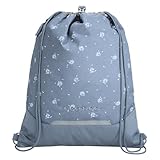 Coocazoo Turnbeutel „Bloomy Daisy”, hellgrau, mit Reißverschlussfach und Kordelzug, reflektierende Elemente, Schnalle zur Befestigung am Schulrucksack, 10 Liter, ab der 3. Klasse