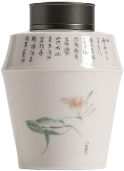 SONGCHAO Sugar Jar Retro Ceramic Tea Storage Jar Double-Layer Tin Lid Sealed Jar Handmade Loose Tea Tea Jar Storage Jar Tea Accessories Tea Canister (Color : D)