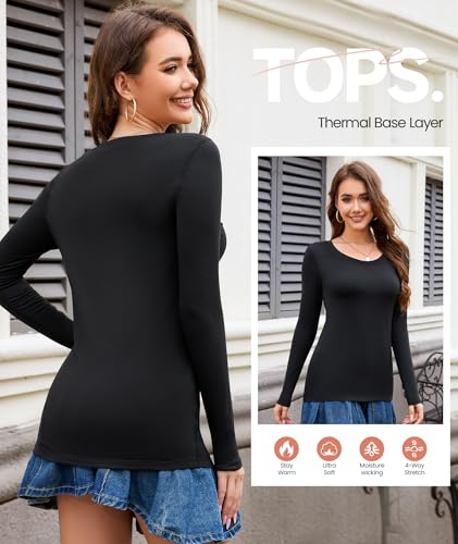 BESTENA Long Sleeve Undershirt for Women, Soft Thermal Shirts with Warm Fleece Lining, Base Layer Thermal Tops4