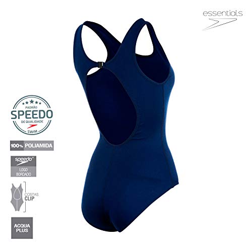 Speedo Maillot Clipback, Maio Feminino, Marinho (BlueMarine), GG3