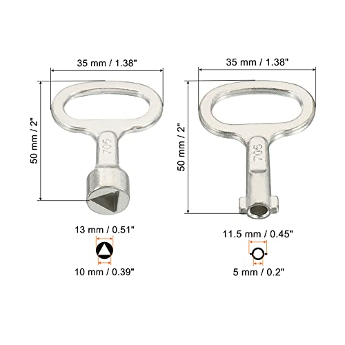 Patikil Triangle And Key Shape Socket Spanner Key, 6 Pack Metal Gas Water Meter Key Wrench For Electrical Cabinet Gas Water Meter Switch, Silver #TOP1