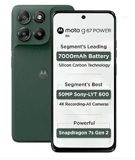Motorola G67 Power 5G (Pantone Cilantro, 8GB RAM, 128GB Storage) | 6.7" FHD+ 120Hz LCD Display | Snapdragon 7s Gen2 Processor | 50MP + 8MP UW Camera | 7000mAh Battery with 30W Charger | IP64 - Amazon product rated Grade A