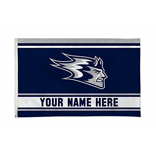 Rico Industries NCAA Wisconsin-Stout Blue Devils Standard Personalized - Custom 3' x 5' Banner Flag - Made in The USA - Indoor or Outdoor Décor