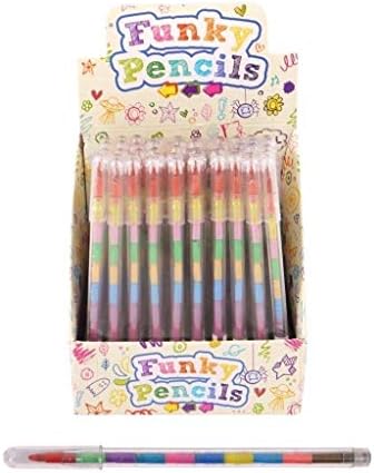 HENBRANDT 24X Children Kids Swap Swop Point Crayons Stacker Pencils Party Loot Bag Fillers