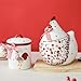 Bicuzat Rural Chicken and Flower Pattern Ceramic Easter Sugar Canister Rooster Hen Cookie Jar Ceramic Storage Jar Food Storage Can with Airtight Lid-Red-13 OZ