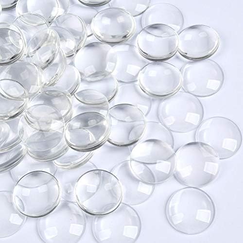 100Pcs 25mm Clear Cabochon Glass with Flat Back, Clear Round Decorative Pebbles Stones Beads Nuggets for Vase Craft Pendant Jewellery Making