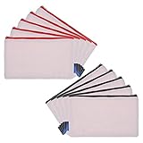 BCP 10-Pieces Multi-purpose Cotton Canvas Zipper Invoice Bill Bag Pen Pencil Cosmetic Makeup Bag Pouch Blank DIY Craft Bag 9 x 5 Inches Random color Zipper