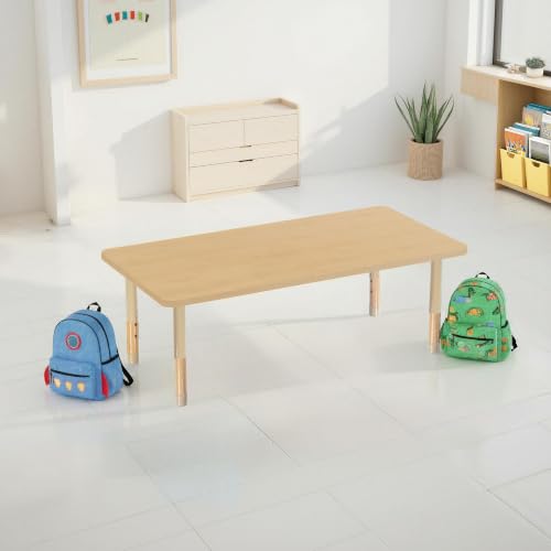 Image of 30 inch x 60 inch Rectangle Kids Classroom Table with Adjustable Chunky Wood Legs