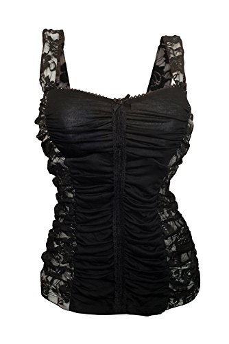 eVogues Plus Size Sexy Floral Lace Corset Top Black White