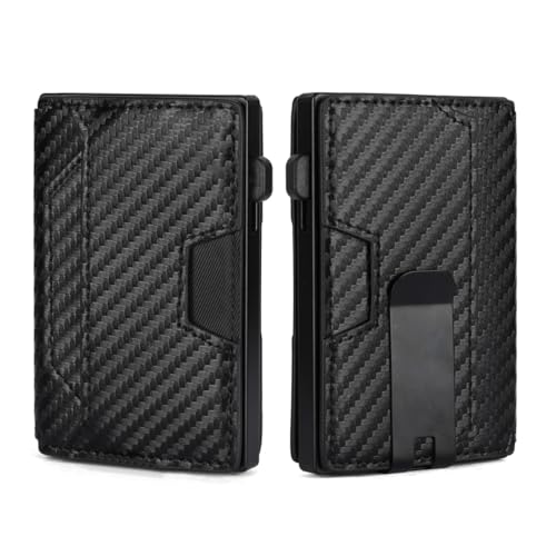 Mens wallet leather patterned credit card case storage Bifold metal anti-demagnetization Carbon fiber black wallet for men