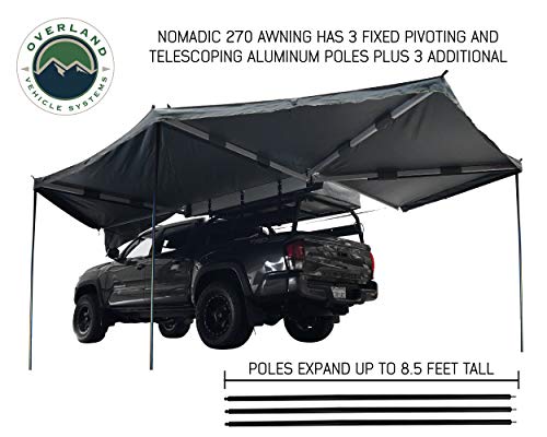 Overland Vehicle Systems Nomadic Awning 270 - Dark Gray With Black Travel Cover - Driverside #TOP3