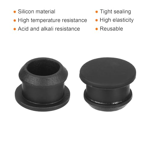 Image of MECCANIXITY Silicone Snap in Locking Hole Plugs,Rubber Panel Seal Cover Flush Type Panel Round for Kitchen Rubber Bulkheads Waterproof Sealing Plugs 12.5mm /0.49 Inch Diameter Black,Pack of 6