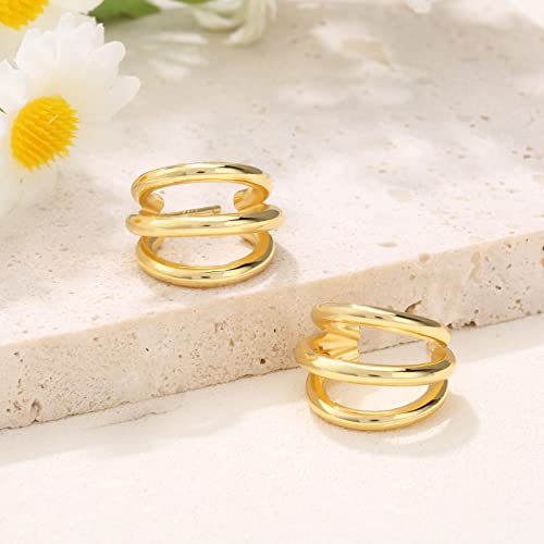 Eleshow Gold Hoop Earrings For Women, 14K Yellow Gold Plated Triple Hoop Earrings Minimalist Jewelry Gifts For Women Girls #TOP4