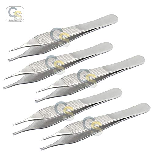 Adson Tissue Surgi Forceps 4 3/4 Inch 1x2 Teeth Pack of 5