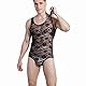 YJZQ Herren Mesh Transparent Bodysuit Spitzen Tops Sissy Dessous Männer sexy Unterwäsche Erotik Weste ärmellose Einteiler Singlets Jumpsuit Nachtwäsche M-XL