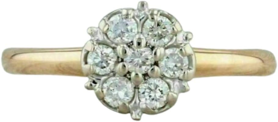 2 Ct Round Diamond Vintage Style Cluster Bridal Wedding Daisy Flower Shape Cute Engagement Ring For Women 14K Gold Plated Beautiful Floral Ring 925 Sterling Silver Handmade Proposal Ring