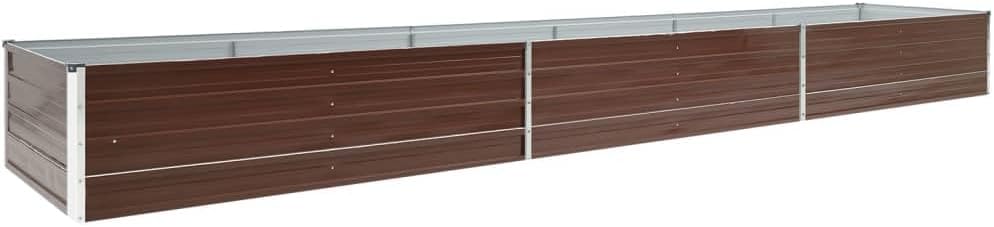 Brown Galvanized Steel Raised Garden Bed, 189x31.5x17.7 Inch Outdoor Planter Box for Vegetables, Durable Metallic Finish