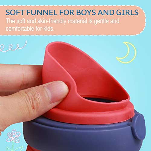 Portable Urinal for Kids 17 OZ Travel Urinal Pee Cup for Kids Portable Potty Pee Bottle Toddler Urinal Emergency Toilet for Camping Car Kids Travel Potty Training(Deep pink) - Thumbnail 2