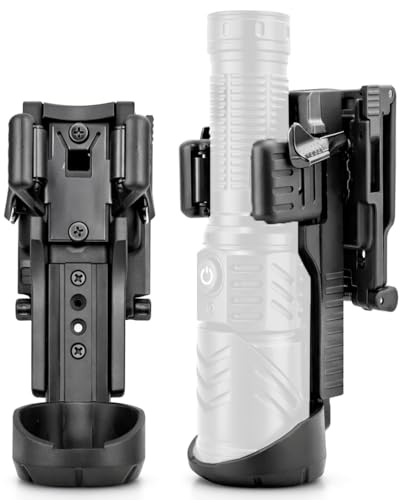 Galvanox K8-Series Tactical Flashlight Holster Heavy-Duty Belt Clip with 360 Rotation Easy-Lock Detachable Holder Ultra Durable Nylon Polymer for Police Security and Hunting [Fits 2 Duty Belts]