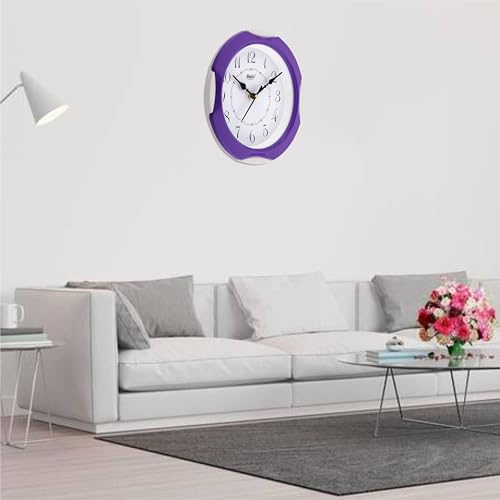 Image of Matiz Analog 30 cm X 30 cm Wall Clock | Brown | with Glass | Standard| 118 Purple