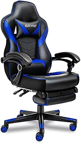 Gaming Chair for Adults Ergonomic Racing Style High Back Computer Chair with Footrest Headrest and Lumbar Support PU Leather 90-150 Degree Tilt