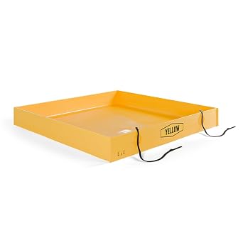Yellow Safety 4ft x 4ft x 6in Yellow - Secondary Containment Berm, Spill Containment Tray, Thick PVC; Oil Spill, Lab Spill and Mining Spill, Concrete Spill