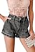 Pink Queen Women's Jean Shorts Empire Waist Stretchy Zip Up Front Button Closure Classic Denim Shorts with Pockets Summer Fashion Shorts Grey M