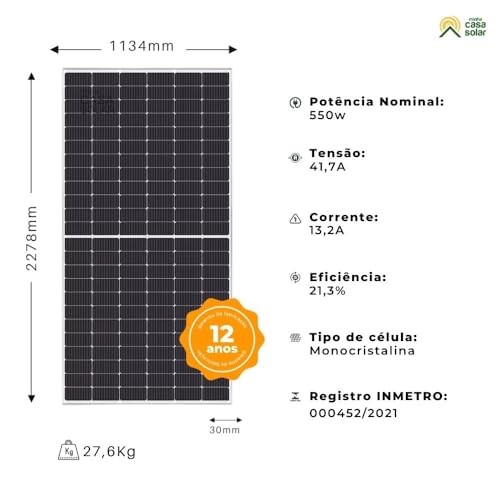 Painel Solar Canadian 555W Monocristalino Half-Cell (compativel 550W) - CS6W 555MS